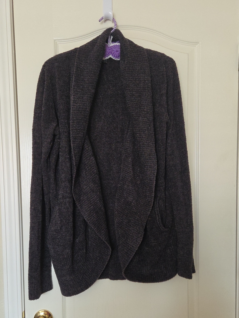 Barefoot Dreams Charcoal Open-Front Shawl Collar Cardigan